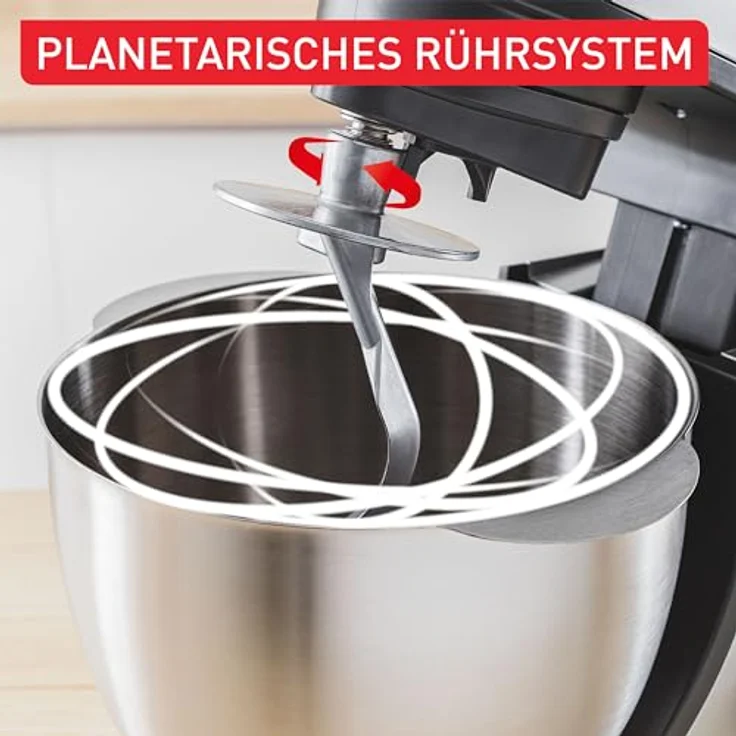 Tefal Bake Partner Küchenmaschine 1100 W, Silver, inkl. Standmixeraufsatz + Back-Kit, Abschaltautomatik, planetarisches Rührsystem, 4,6-l-Schüssel – Bild 3