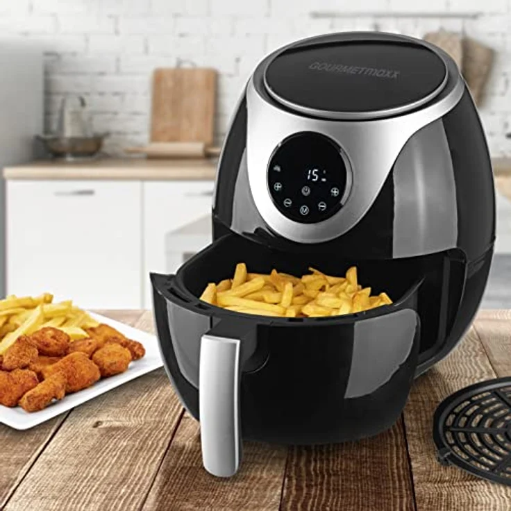 GOURMETmaxx Heißluftfritteuse, 1300 Watt, 3 Liter, ohne Fett, Display, regelbares Thermostat, Kunststoff, schwarz – Bild 7