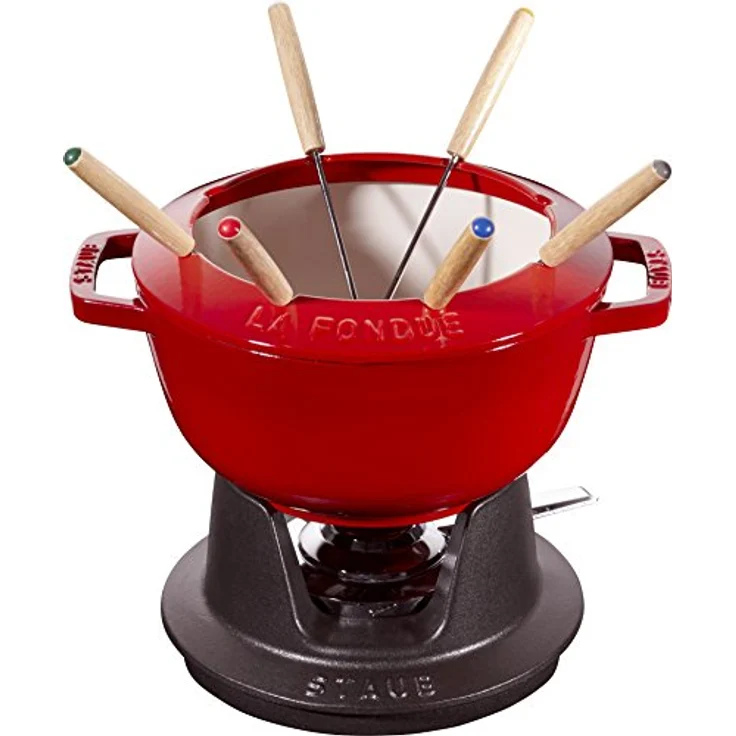 Staub Fondueset, Induktionsgeeignet, Gusseisen, Kirschrot, 20 cm Durchmesser – Bild 4