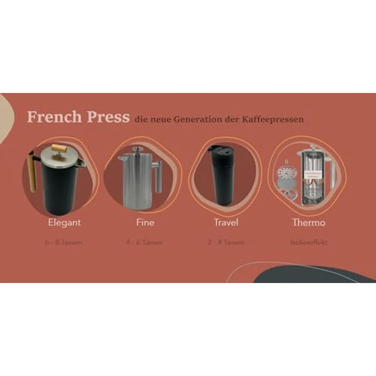 MediMuc Thermo French Press Travel 0,35L - Genießen Sie unterwegs länger heißen Kaffee in stilvoller Eleganz - doppelwandig und aus hochwertigem Edelstahl - außen schwarz beschichtet – Bild 5