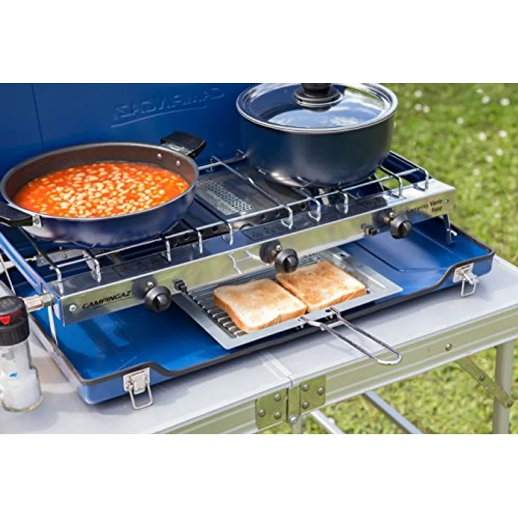 Campingaz Zweiflammkocher Camping Vario Fold, zum Kochen und Überbacken, klappbar, Art. 2000028967, blau – Bild 7