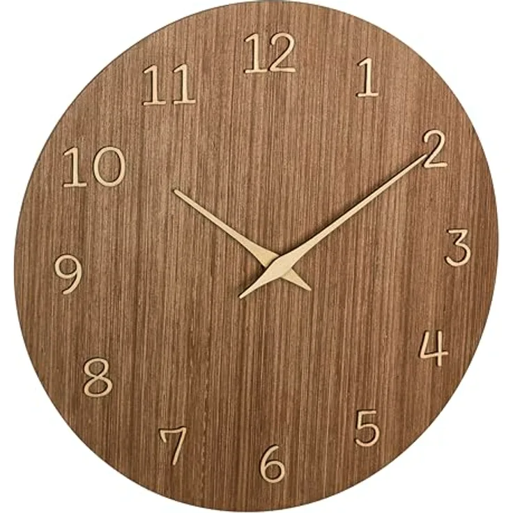 TFA Dostmann Holz-Wanduhr analog, 60.3072.23, Quarzuhr, hohe Genauigkeit, natürliches Wohnambiente, Dunkles Holz