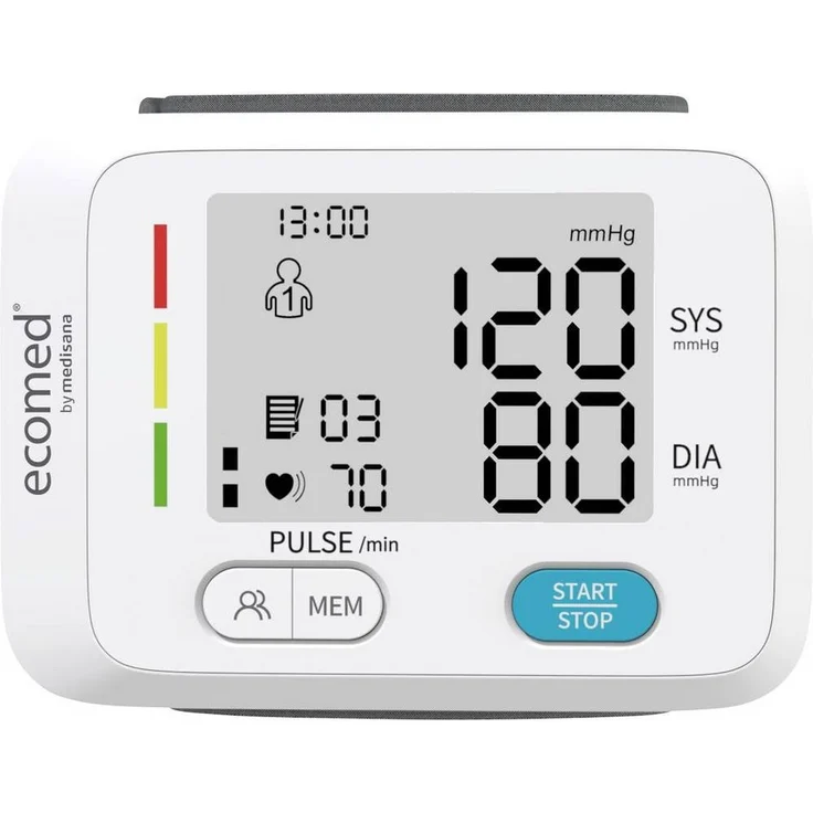 ecomed Blutdruckmessgerät Handgelenk-Blutdruckmessgerät, BW-83E mit 23717 Code, weiß