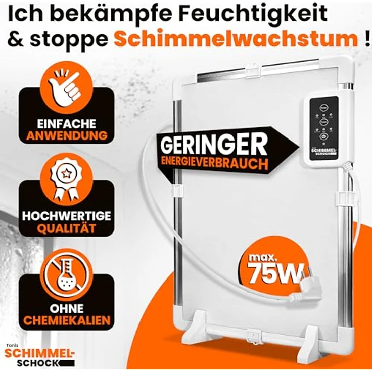 Tonis SCHIMMELSCHOCK Anti-Schimmelheizung zur Schimmelbekämpfung | Trocknet kalte, feuchte Wände & behebt Ursache ohne Chemie | Thermostat, Timer & Überhitzungsschutz – Bild 2