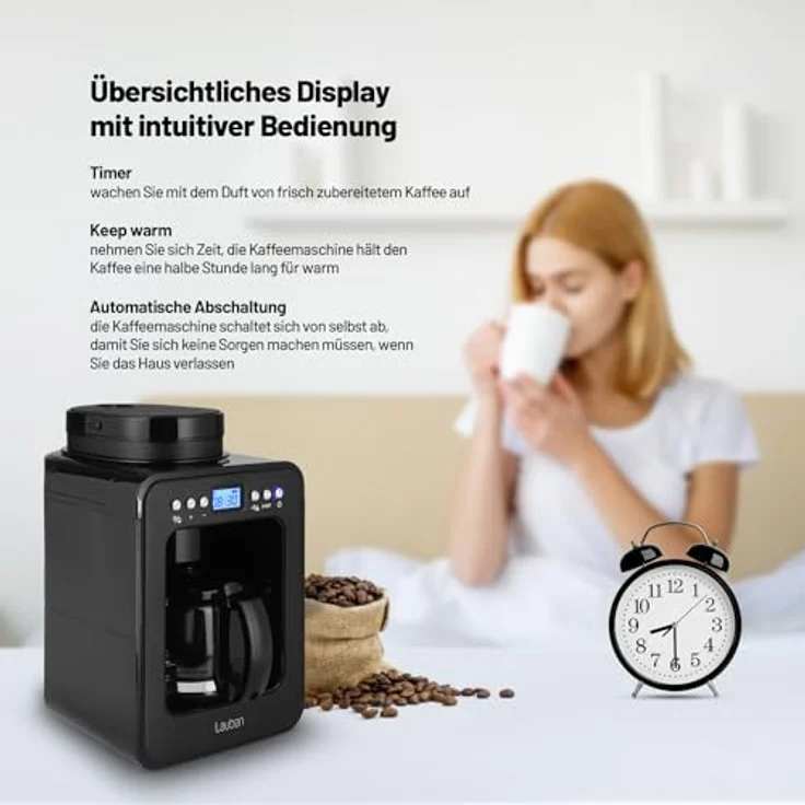 Lauben Grind&Drip Coffee Maker 600BB, Kaffeemaschine mit Integriertes Mahlwerk, Abwaschbarer Filter, Automatische Abschaltung, Anti-Tropf® Technologie, Inhalt 4 Tassen – Bild 5