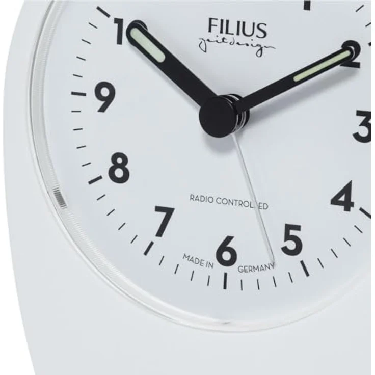 FILIUS 0545-0 Funk-Wecker, analoger Wecker in Weiß mit beleuchtetem Zifferblatt, einstellbarer Lautstärke und Schlummerfunktion – Bild 2
