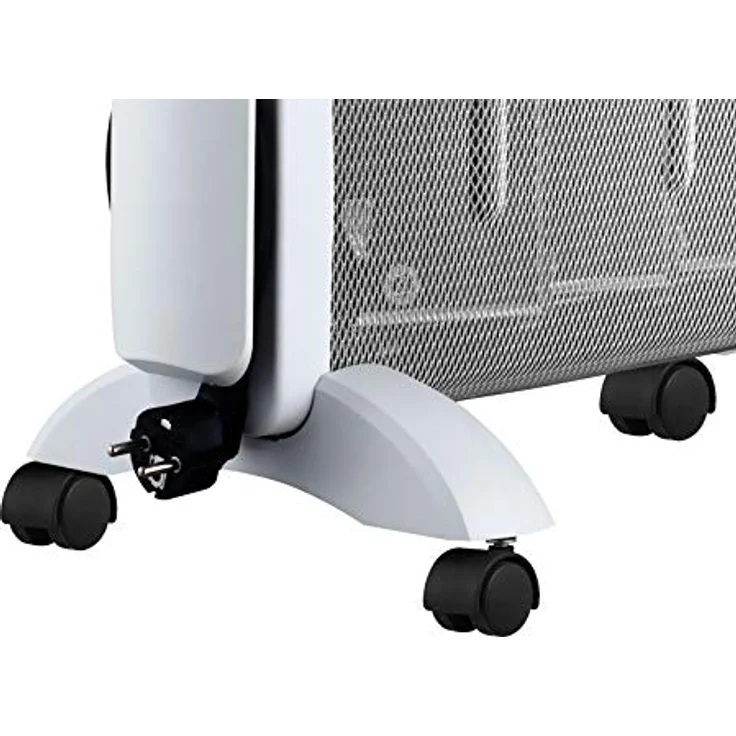 PURLINE MR2000W, Mica Wärmewelle Heizgerät 2000W mit einstellbarem Thermostat, leise, für Zuhause und Büro, weiß, mit Rollen – Bild 5