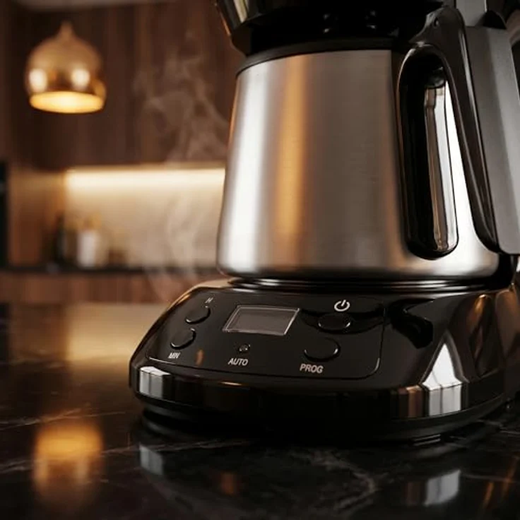 Heinner HCM-D750SSBK digitale Kaffeemaschine, 1,25 l Wassertank, Edelstahlbecher, LCD-Display, 750 W, schwarz, mit Tropf-Stopp-Funktion und spülmaschinenfesten Teilen – Bild 8