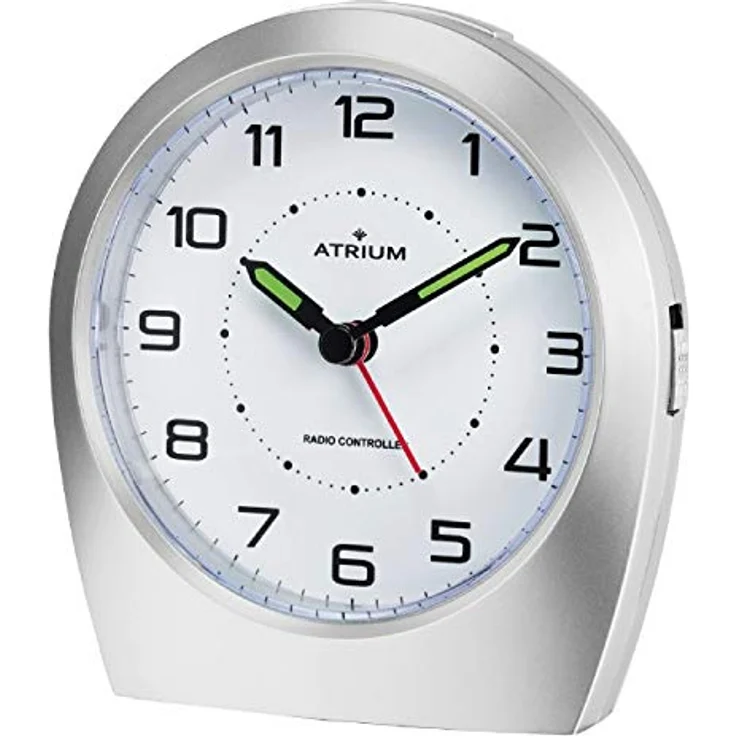 Atrium A620-19, Funkwecker Analog Quarz ohne Ticken, matt Silber, mit lautlosem Betrieb und Snooze-Funktion – Bild 1