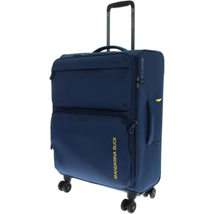 Mandarina Duck Zephyr Trolley MEDIUM EXP, leichter und praktischer Koffer aus 3D-Effekt Gewebe, blau – Bild 1