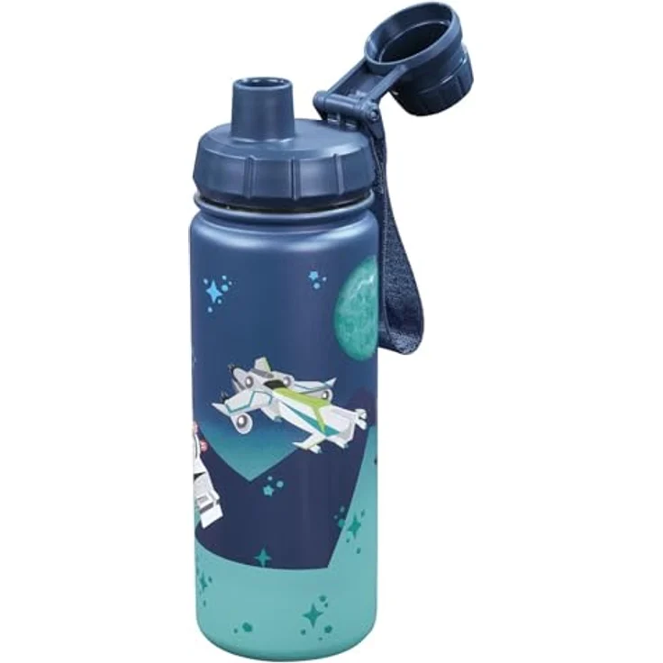 Step by Step Edelstahl Trinkflasche, 0,5 l, Drehverschluss, Farbe Starship (hellblau/dunkelblau) – Bild 1