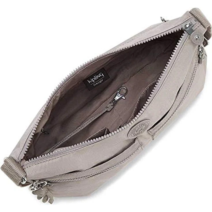 KIPLING Umhängetasche Basic Eyes Wide Open, grau, 28 cm mit verstellbarem Schulterriemen und mehreren Fächern – Bild 4