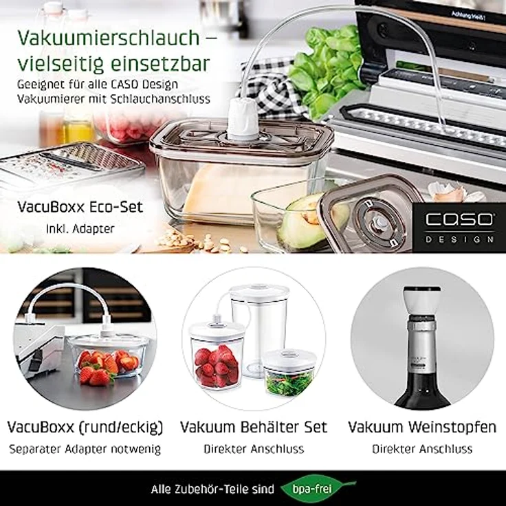 CASO VR 390 advanced Vakuumierer - Folienschweißgerät, verlängern Sie die Halbtbarkeit Ihrer Lebensmittel, Vakuumiergerät ideal zum portionieren & aufbewahren von Essen, inkl. 10 Profi- Folienbeutel – Bild 5