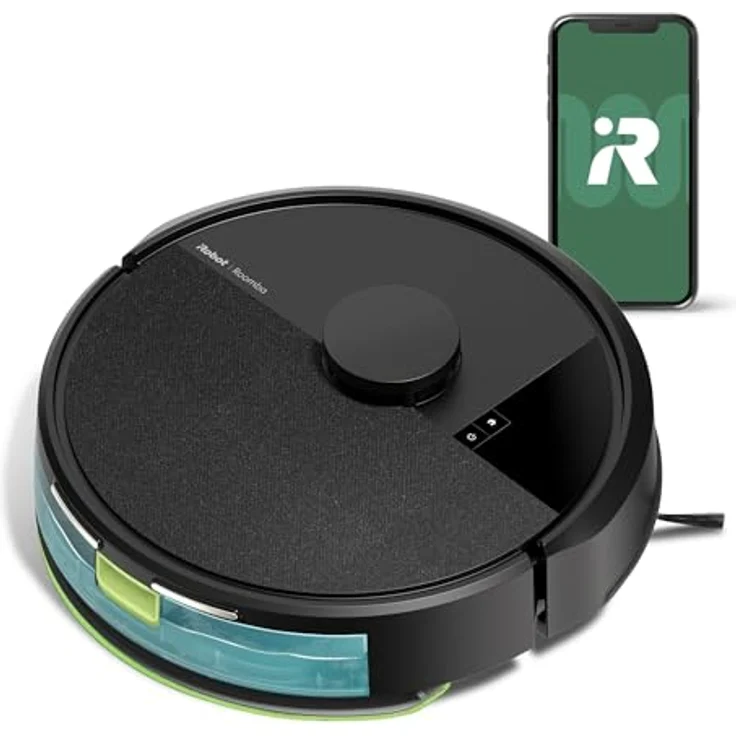 iRobot Roomba 105 Combo - Saugen + Wischen - Clearview LiDAR - 7000Pa - 120 mins - SmartScrub - Umfährt Hinderniss - Reinigungszonen - Aufladen und Fortfahren - App - Schwarz – Bild 1