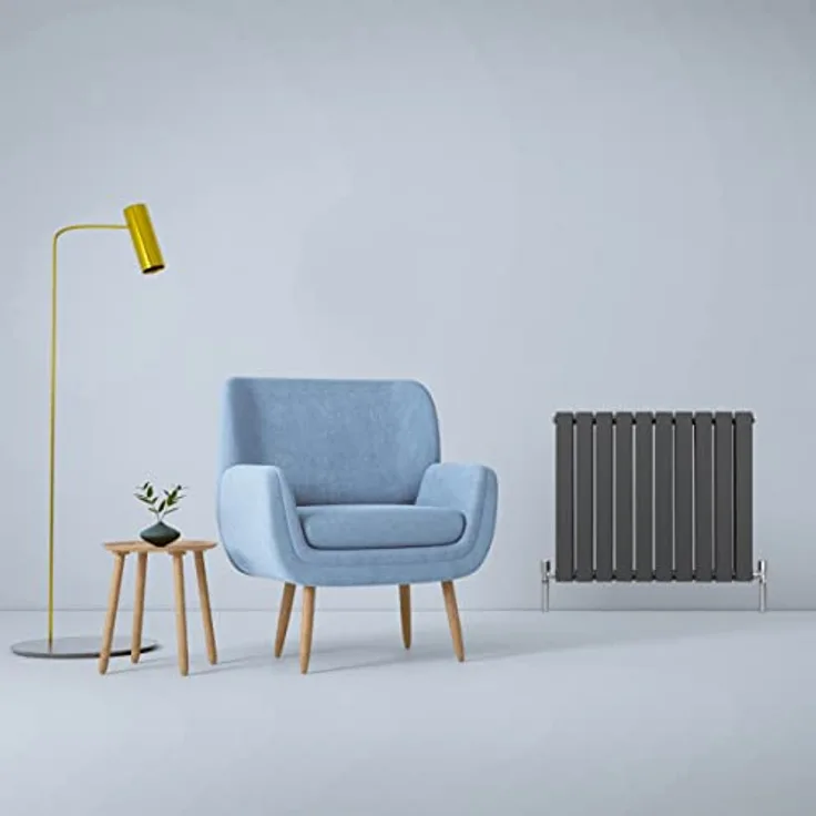 Paneelheizkörper Flachheizkörper Design Heizkörper Heizung 60cm x 70cm Anthrazit Grau Horizontal Heizgerät Doppellagig Wandheizkörper Küche Wohnzimmer Badezimmer Reinigungsbürste und Befestigungsset