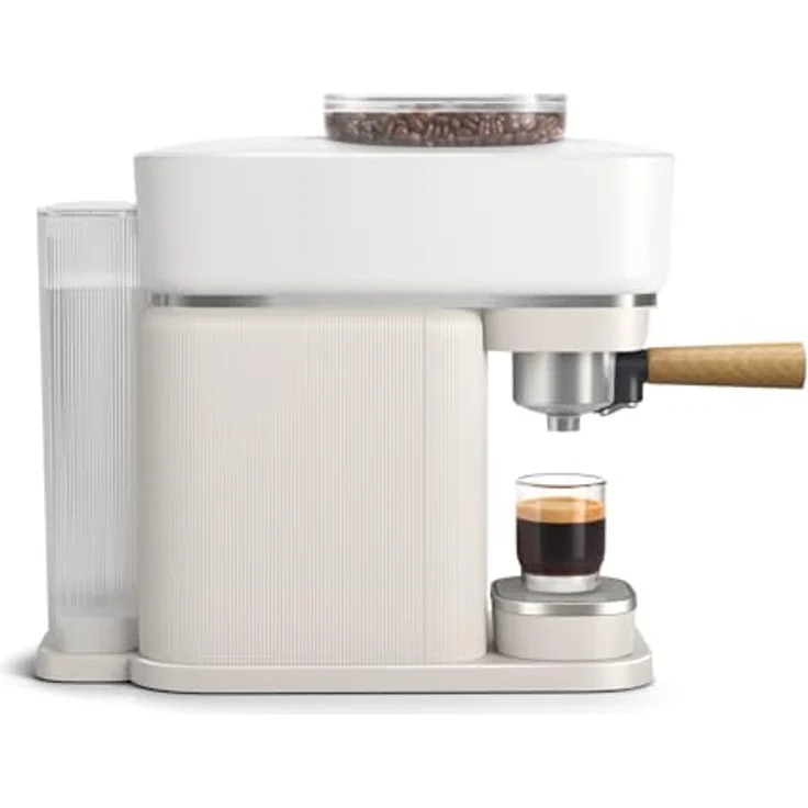 PHILIPS baristina Espressomaschine BAR302/20 mit Mahlwerk für ganze Bohnen, 16 bar Pumpendruck, Naturweiß/Eschenholz – Bild 2