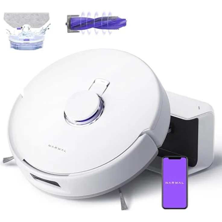 Narwal Freo X Plus Robot Vacuum, Staubsauger Roboter mit Zero Tangling Brush, 7800Pa Saugkraft, 2-in-1 Mop & Staubsauger, Weiss