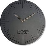 Groß wanduhr ECO2 Schwarz ohne tickgeräusche wie Anthrazit 50cm Durchmesser, modern Wohnzimmer, Schlafzimmer, in Europa hergestellt