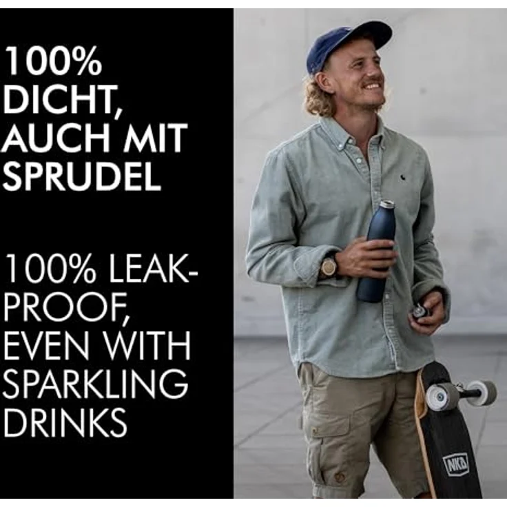 Alfi TC Bottle Isolierflasche, Dunkelgrün, Metall, 1,0 L, BPA-frei, doppelwandig, 100% dicht, bruchsicher, für warme und kalte Getränke – Bild 4
