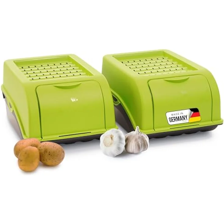 Novaliv 2x Klein 3,5 L Zwiebeltopf, grün, stapelbare Gemüsebox mit optimaler Luftzirkulation – Bild 1