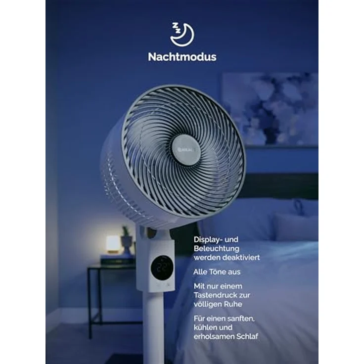 MEACO MeacoFan Sefte® 10 Pro, kabelloser Standventilator mit Akku, 1150 m³/h Luftleistung, 25 dB leise, Oszillation, 3 Höhenstufen, Fernbedienung, Eco-Nachtmodus, 40 Std. Laufzeit, 3 Jahre Garantie – Bild 3