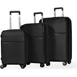 Hoffmanns 3-TLG.Kofferset Polypropylene Modell Daisy (Schwarz) mit leichtlaufenden 360°-Rollen