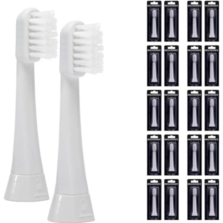 MEGASONEX M8 Zahnbürstenkopf flat SOFT, 20er Pack mit ultrafeinen Dupont Tynex Fasern für gründliche Plaqueentfernung – Bild 1