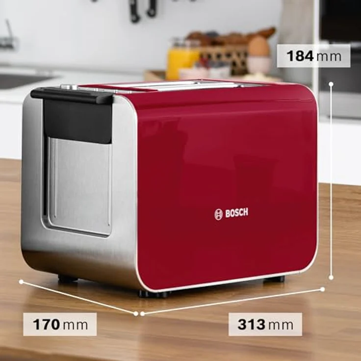 BOSCH Toaster TAT8614N, 860 W, Deep Red, Edelstahlgehäuse – Bild 2