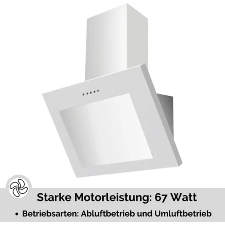 PKM S28-60 BWPY Dunstabzugshaube 60cm Glas weiß Kopffreihaube LED – Bild 3