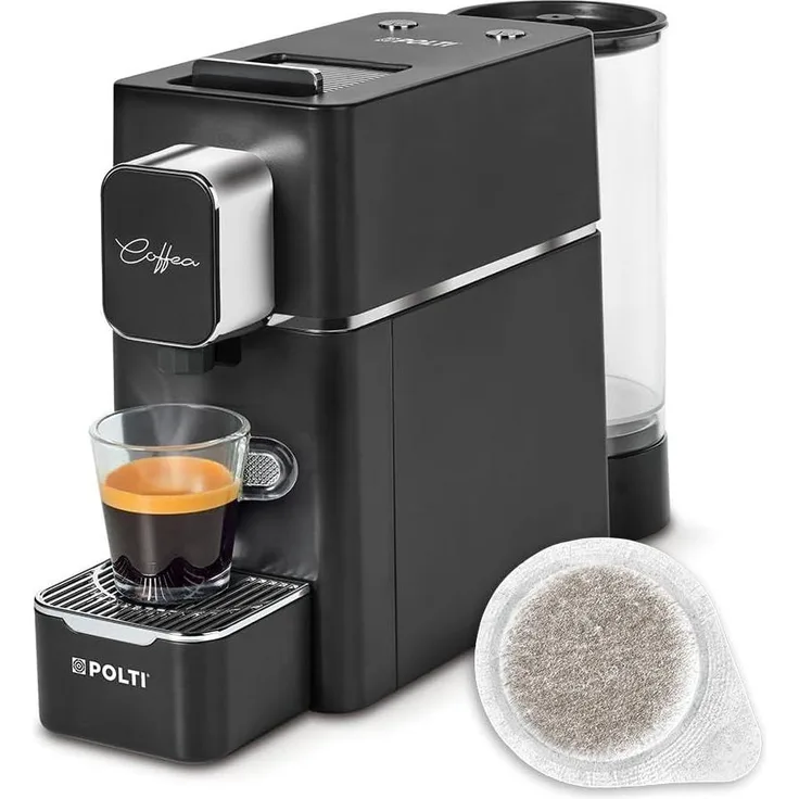 Polti Coffea S15B, Kapselmaschine in Schwarz mit anpassbarer Temperatur und automatischer Kapselauswurf