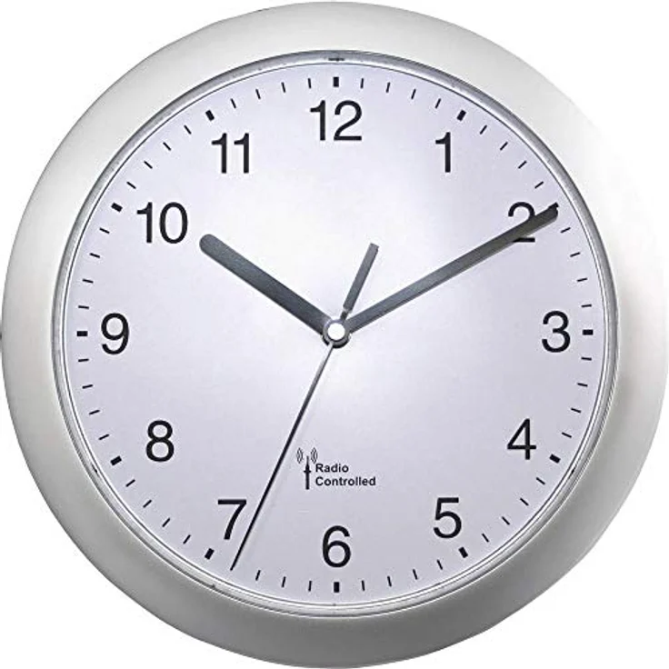Eurotime 56787 Funk-Wanduhr, 25 cm x 3,8 cm, silberfarben – Bild 1