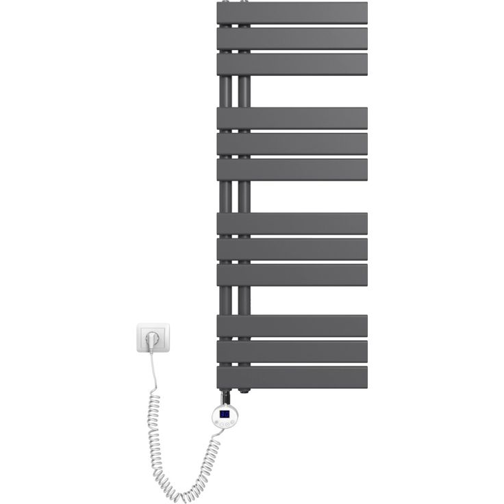 Emke Elektrisch Badheizkörper 40x104cm, 400W mit Thermostat und Timer in Anthrazit, Handtuchwärmer aus Premium-Stahl