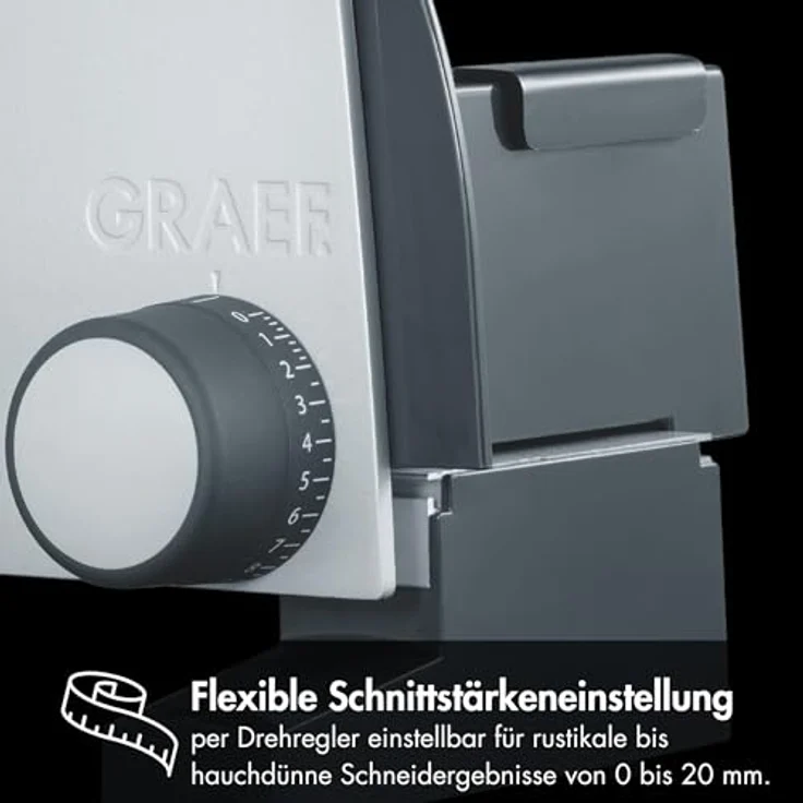 Graef G50 Sliced Kitchen Allesschneider, 170W, Metall, 170 mm Wellenschliffmesser, Messerabdeckplatte aus Kunststoff, grau – Bild 3