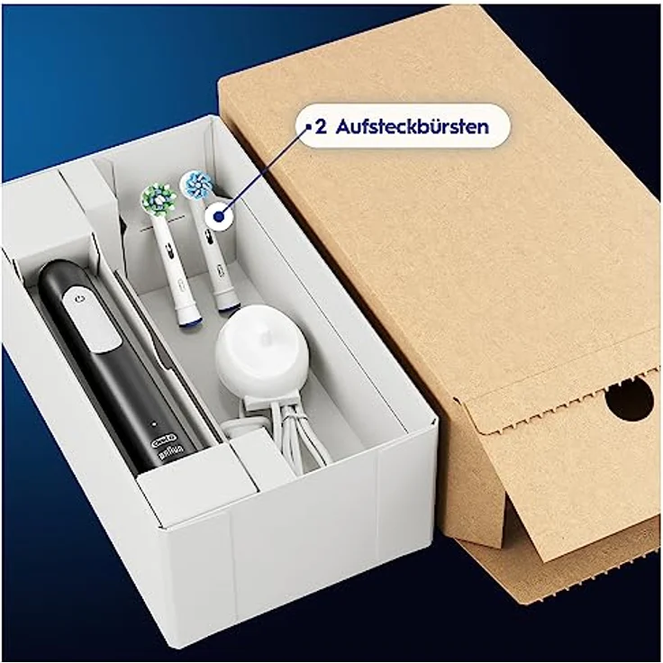 Oral-B Pro 1 Elektrische Zahnbürste/Electric Toothbrush für eine gründliche Zahnreinigung, 3 Aufsteckbürsten, 3 Putzmodi inkl. Sensitive Zahnpflegee, Drucksensor & Timer, Designed by Braun, schwarz – Bild 3