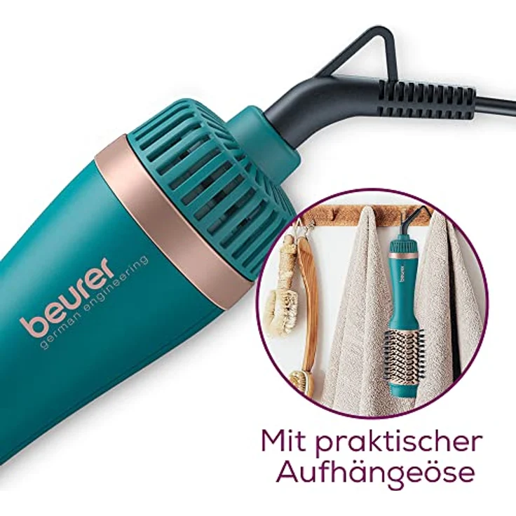 Beurer HC 45 Ocean Volumen- und Haartrocknungsbürste, Warmluftbürste, für mehr Volumen, Keramik-Keratin Beschichtung, 2 Heiz- und Gebläsestufen, Ionenfunktion, blaui – Bild 4