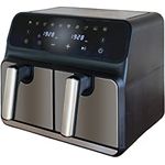 Unold Heißluftfritteuse Doppelkammer TWIN ZONE 58685 | Doppel-Heißluftfritteuse mit 8 Liter Volumen verteilt auf 2 Kammern, entnehmbare Grillroste, 1.700 Watt, BPA-frei