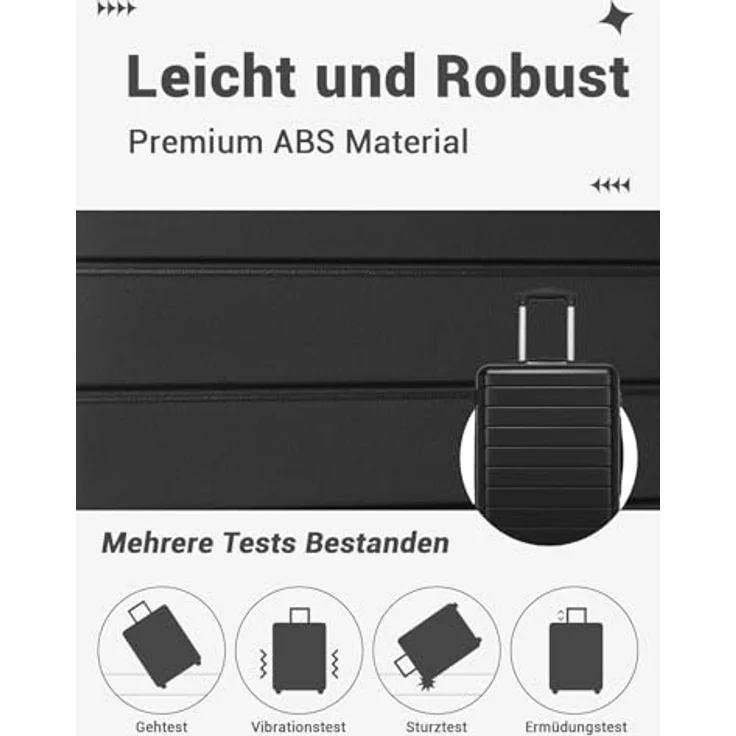Shavont Großer Koffer XL, Hartschalenkoffer mit 91 L Fassungsvermögen, 4 leisen 360° Doppelrollen und integriertem Schloss, 76x50x29 cm, Schwarz – Bild 3