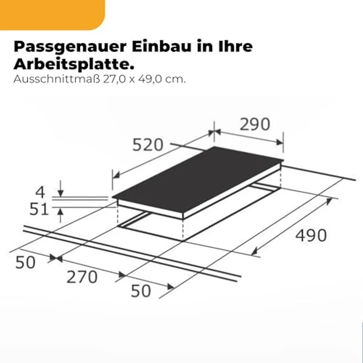 Exquisit EKC300-490 Glaskeramik-Kochfeld, 2 Kochzonen, 3000 W, Touch-Control, rahmenlos, kompakte Maße 29 x 52 cm, Sicherheitsabschaltung, Restwärmeanzeige, schwarz – Bild 7