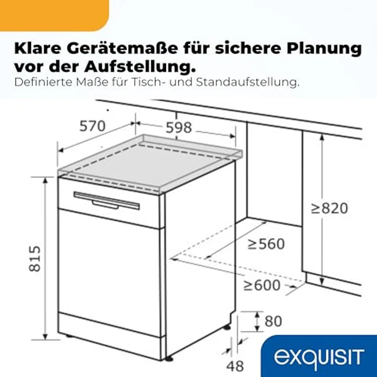 Exquisit PLUS GSP56312-030E, Geschirrspüler 60 cm, 12 Maßgedecke, Unterbaufähig, Startzeitvorwahl, 11 Liter, weiss – Bild 9