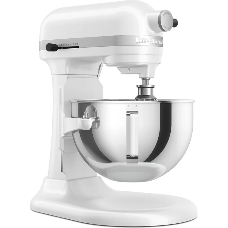 KitchenAid 5KSM55SXXEWH, Standmixer in Weiß mit 5,2 l Edelstahlbehälter, 11 Geschwindigkeitsstufen, 375W Leistung, ideal zum Kneten und Mixen