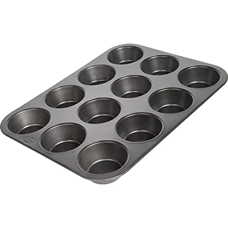 wenco Muffinform 12er, antihaft Backblech aus Karbonstahl, spülmaschinengeeignet, hitzebeständig bis 220°C, schwarz