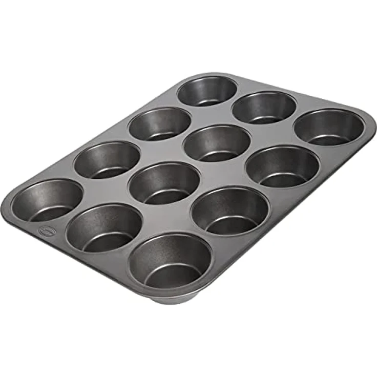 wenco Muffinform 12er, antihaft Backblech aus Karbonstahl, spülmaschinengeeignet, hitzebeständig bis 220°C, schwarz – Bild 1