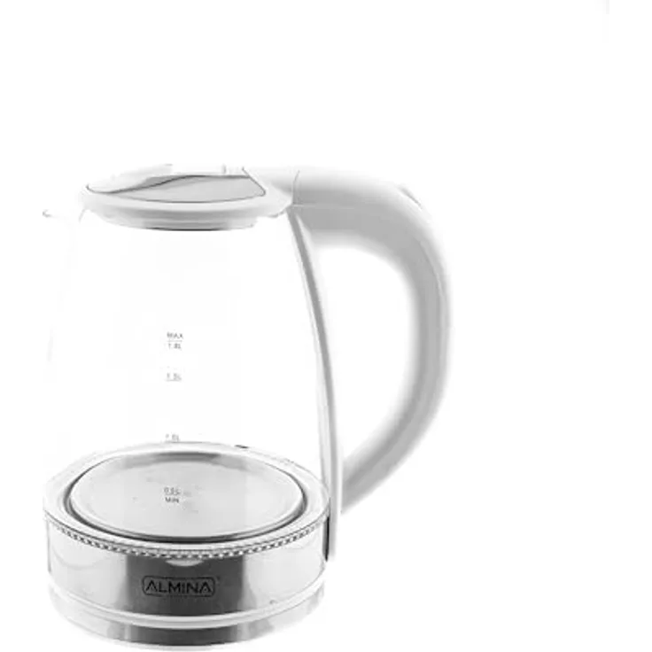 COFI 1453 Wasserkocher 1,8 Liter Glaswasserkocher mit LED-Beleuchtung Weiß