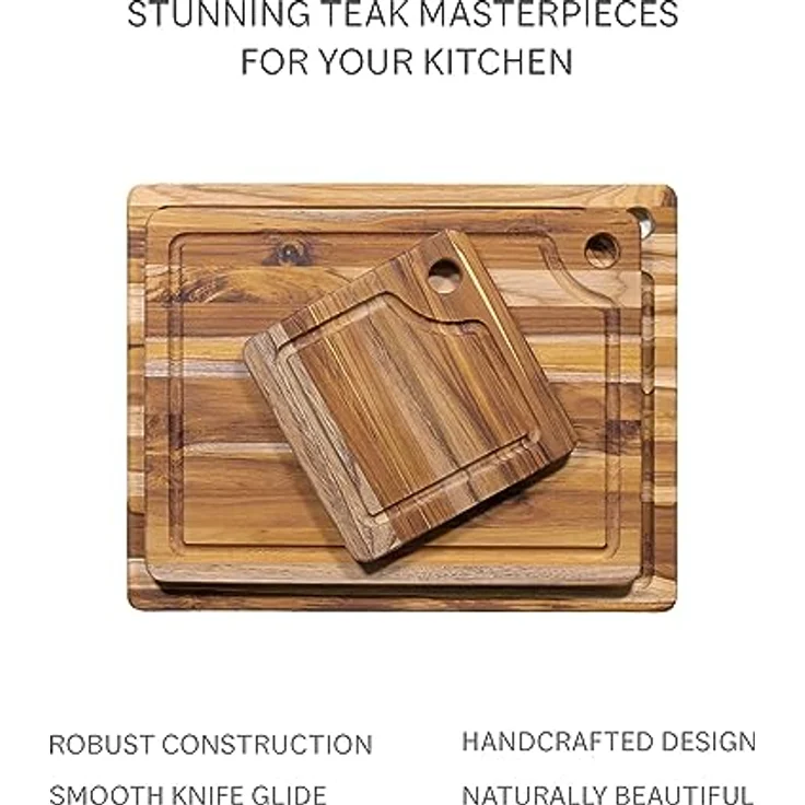Cutting Board No. 517 von ProTeak | Tranchierbrett | Küchenbrett | Schneidbrett | Schneidebrett | Teakholzbrett | Teakbrett | Teak | 40,5x30,5x1,9cm – Bild 6