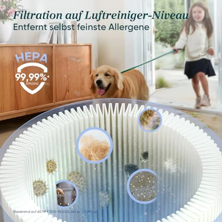 Levoit LVAC-300 Akku Staubsauger mit Mini-Motorbürste für Tierhaare, 99,99% HEPA-Effizienz, Selbstladend, Anti-Tangle, 60 Min Laufzeit, Kabellos für Haustiere, Auto, Teppiche, Hartböden – Bild 3