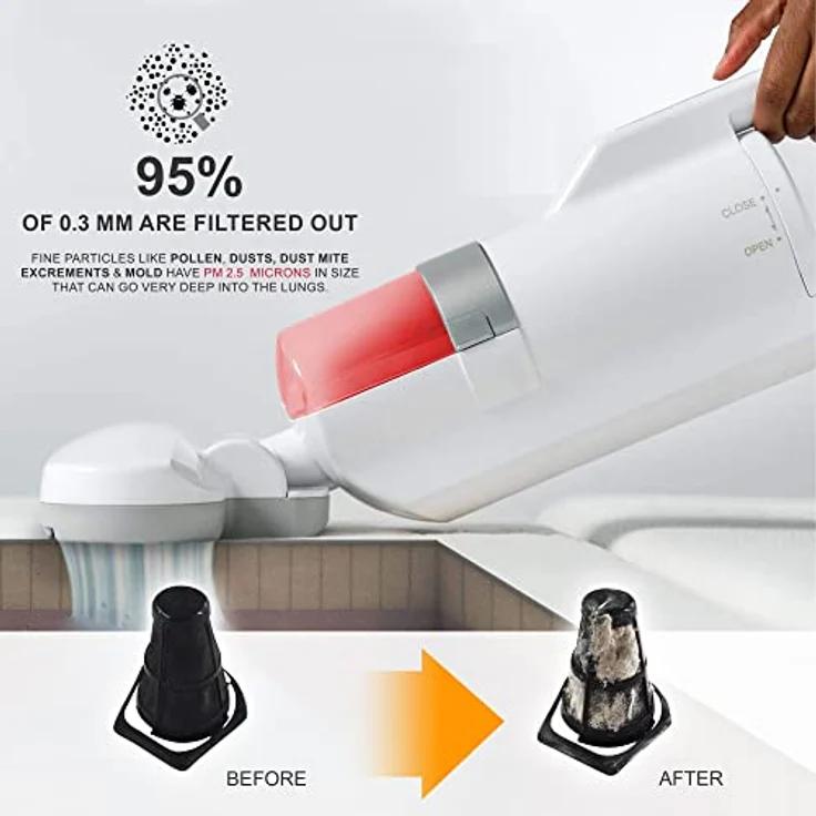 Iris Ohyama, Staubsauger / Milbensauger für Matratzen gegen Allergene, 400W, 6000 Vibrationen/Minute, Filterqualität F9, Für Matratzen, Sofas - Quilt Cleaner IC-FAC2 - Weiß – Bild 3