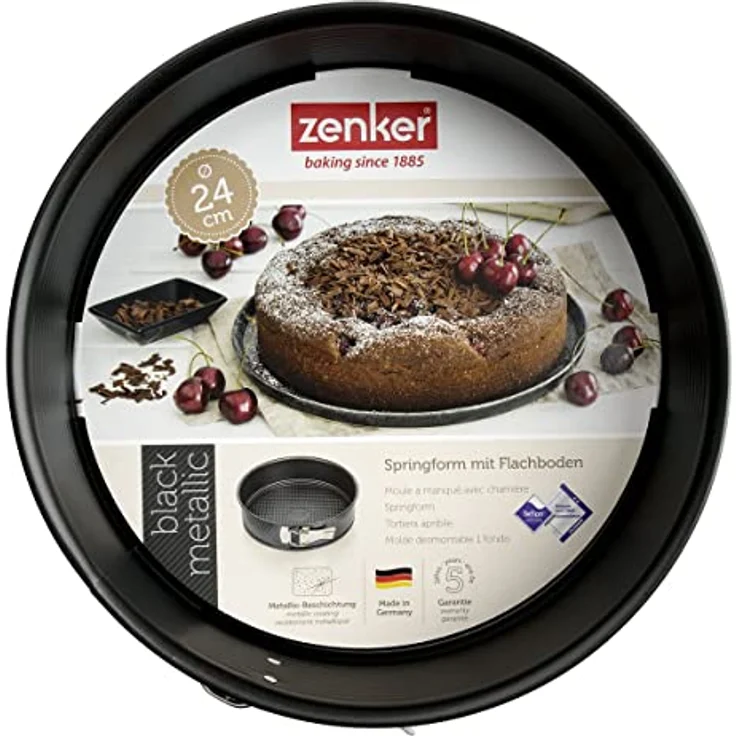Zenker Springform Ø 24 cm, Backform mit Antihaftbeschichtung, runde Kuchenform mit Flachboden (Farbe: schwarz), Menge: 1 Stück – Bild 4