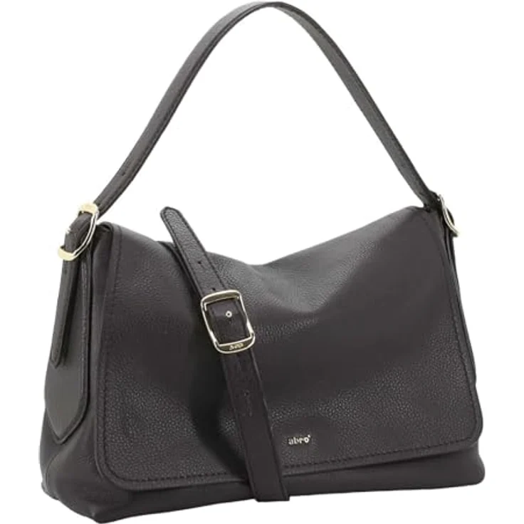 Abro Carina Schultertasche, Leder 26 cm, Braun, mit abnehmbarem Umhängeriemen und Reißverschlussfach – Bild 2