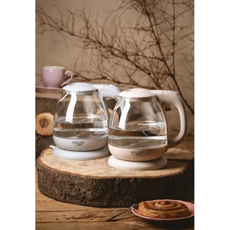 adler AD 1238 Elektrischer Wasserkocher aus Glas, klein, 1 l, 1100 W, LED-Beleuchtung, 1100 W, 1 Liter, Grau – Bild 3
