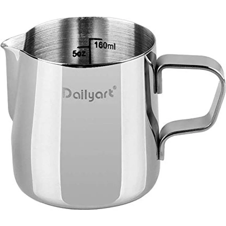 Dailyart Milk Pitcher 200ml, Edelstahl Milchkanne zum Aufschäumen, hitzebeständig, rostfrei, tropffreier Ausguss – Bild 1